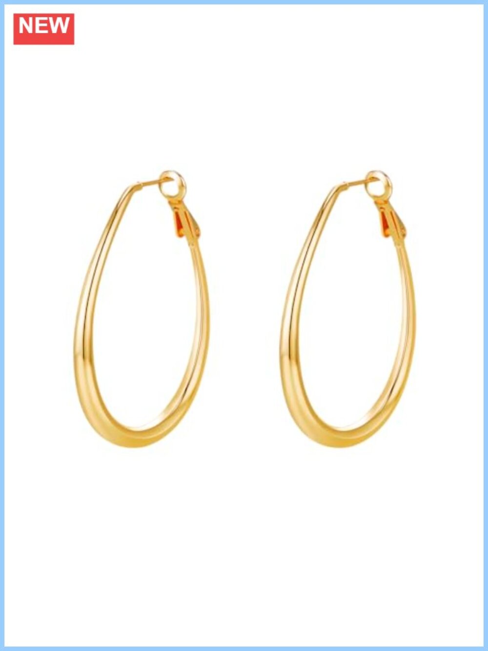 14K Gold Plated Oval Hoop Earrings Lightweight Statement Jewelry Gift